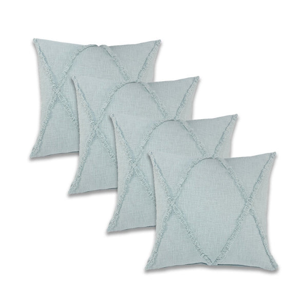 HomeRoots Set of Four Striped Cotton Throw Pillows in Brown and Beige – Stylish, Comfortable, and Versatile Decor 714247