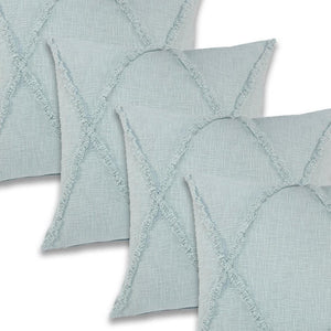 HomeRoots Set of Four Striped Cotton Throw Pillows in Brown and Beige – Stylish, Comfortable, and Versatile Decor 714247