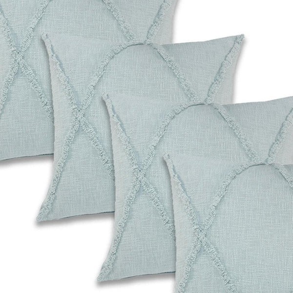 HomeRoots Set of Four Striped Cotton Throw Pillows in Brown and Beige – Stylish, Comfortable, and Versatile Decor 714247