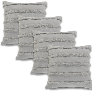 HomeRoots Set of Four 20" Blue and Dark Blue Striped Cotton Throw Pillows for Stylish Home Décor Enhancement 714249