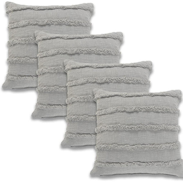 HomeRoots Set of Four 20" Blue and Dark Blue Striped Cotton Throw Pillows for Stylish Home Décor Enhancement 714249