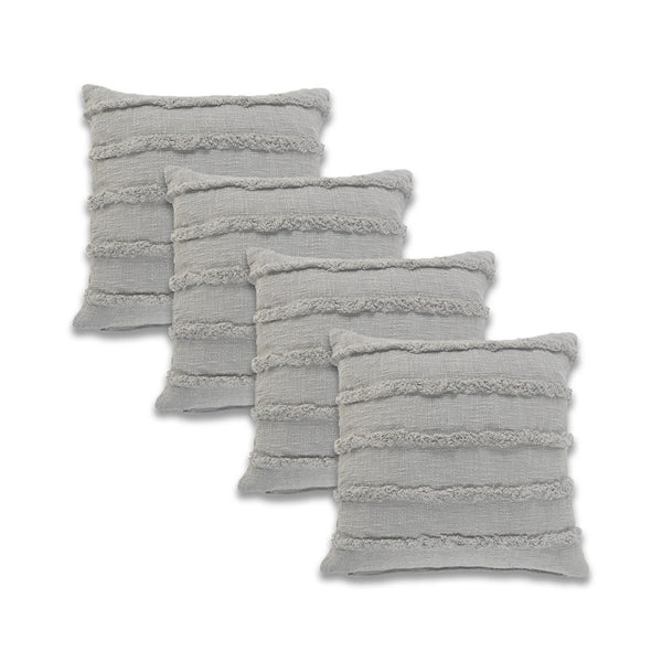 HomeRoots Set of Four 20" Blue and Dark Blue Striped Cotton Throw Pillows for Stylish Home Décor Enhancement 714249