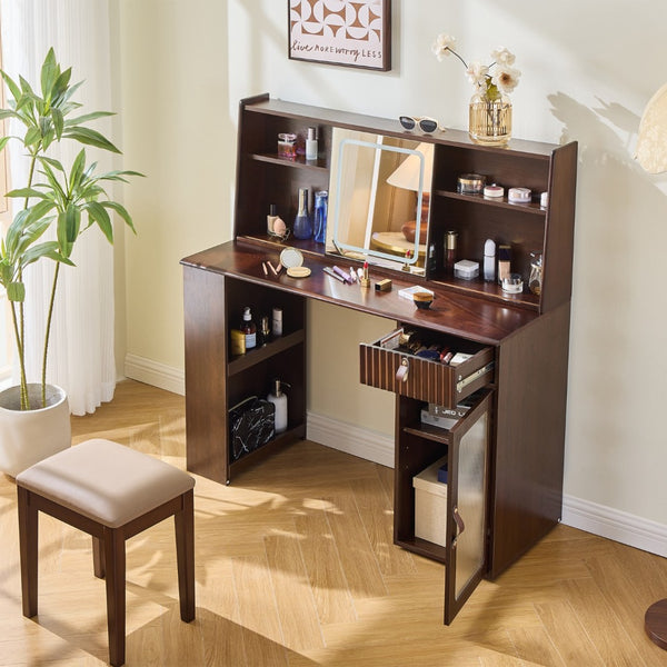 HomeRoots 32" Modern White Wood Dresser with Integrated Lighting, 5 Drawers, and Versatile Top Surface for Storage 714253