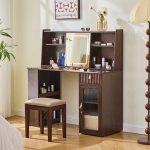 HomeRoots 32" Modern White Wood Dresser with Integrated Lighting, 5 Drawers, and Versatile Top Surface for Storage 714253