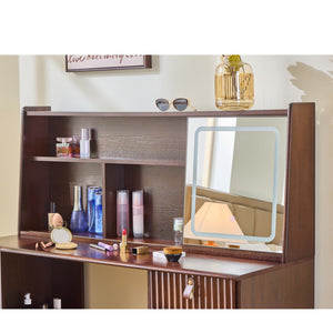 HomeRoots 32" Modern White Wood Dresser with Integrated Lighting, 5 Drawers, and Versatile Top Surface for Storage 714253