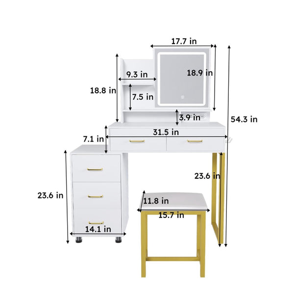 HomeRoots 31" White Wood Lighted Two Drawer Dresser – Modern Space-Saving Design with Integrated Lighting & Storage 714254