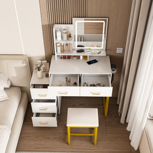 HomeRoots 31" White Wood Lighted Two Drawer Dresser – Modern Space-Saving Design with Integrated Lighting & Storage 714254