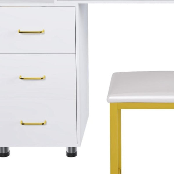 HomeRoots 31" White Wood Lighted Two Drawer Dresser – Modern Space-Saving Design with Integrated Lighting & Storage 714254