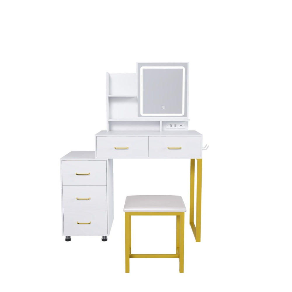 HomeRoots 31" White Wood Lighted Two Drawer Dresser – Modern Space-Saving Design with Integrated Lighting & Storage 714254