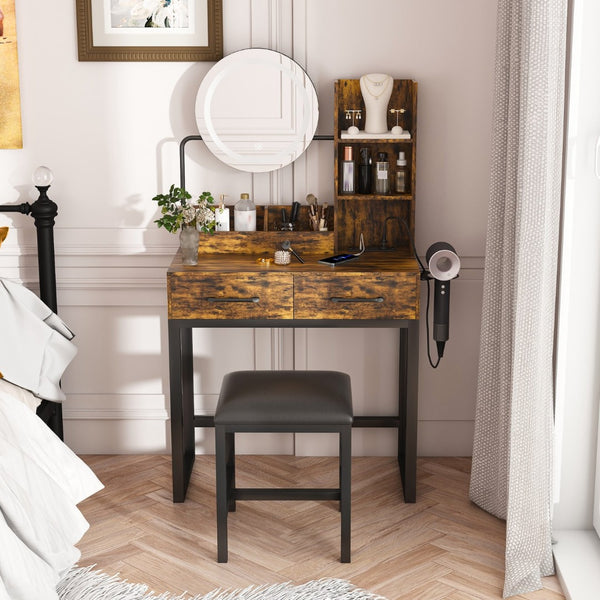 HomeRoots 46" Black Wood Lighted Two Drawer Dresser - Modern Storage Solution with Integrated Lighting & Style 714256