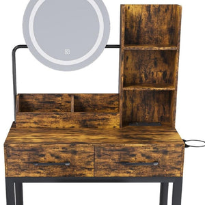 HomeRoots 46" Black Wood Lighted Two Drawer Dresser - Modern Storage Solution with Integrated Lighting & Style 714256