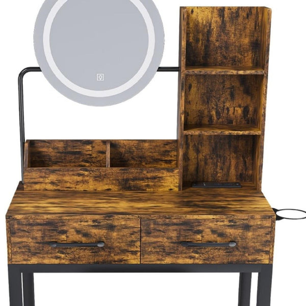 HomeRoots 46" Black Wood Lighted Two Drawer Dresser - Modern Storage Solution with Integrated Lighting & Style 714256