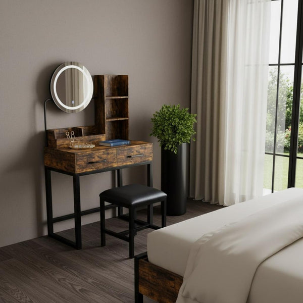 HomeRoots 46" Black Wood Lighted Two Drawer Dresser - Modern Storage Solution with Integrated Lighting & Style 714256