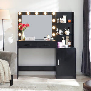 HomeRoots 35" White Wood Lighted Two Drawer Dresser - Stylish Storage, Versatile Vanity, Modern Decor Solution 714257