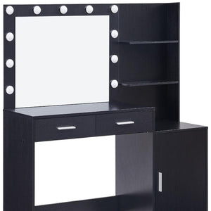 HomeRoots 35" White Wood Lighted Two Drawer Dresser - Stylish Storage, Versatile Vanity, Modern Decor Solution 714257