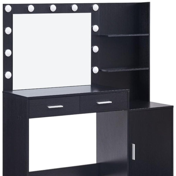 HomeRoots 35" White Wood Lighted Two Drawer Dresser - Stylish Storage, Versatile Vanity, Modern Decor Solution 714257