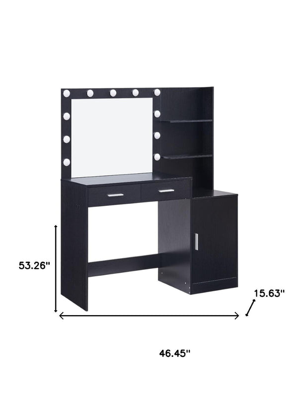 HomeRoots 35" White Wood Lighted Two Drawer Dresser - Stylish Storage, Versatile Vanity, Modern Decor Solution 714257
