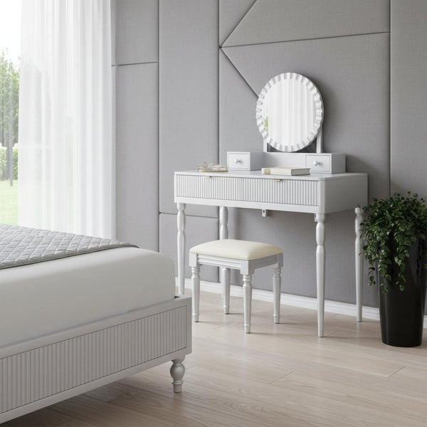 HomeRoots 24" White Wood Lighted Two Drawer Dresser - Stylish, Space-Saving Storage Solution for Any Room 714261