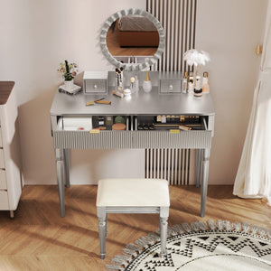 HomeRoots 24" White Wood Lighted Two Drawer Dresser - Stylish, Space-Saving Storage Solution for Any Room 714261