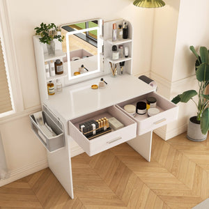 HomeRoots 43" White Wood Lighted Two Drawer Dresser - Elegant Storage Solution with Ambient Illumination & Style 714263