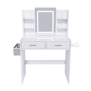HomeRoots 43" White Wood Lighted Two Drawer Dresser - Elegant Storage Solution with Ambient Illumination & Style 714263