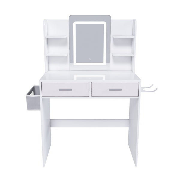 HomeRoots 43" White Wood Lighted Two Drawer Dresser - Elegant Storage Solution with Ambient Illumination & Style 714263
