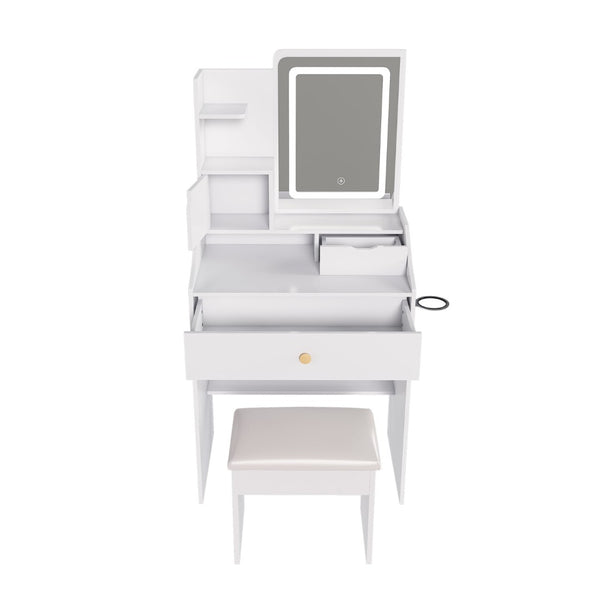 HomeRoots 43" Pink Wood Lighted Two-Drawer Dresser with Elegant Oak Accents and Mirror - Perfect for Modern Spaces! 714264