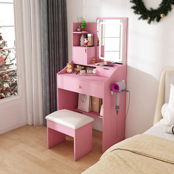 HomeRoots 35" White Wood Lighted Four Drawer Dresser – Modern Elegance with Ample Storage for Any Bedroom Space 714266