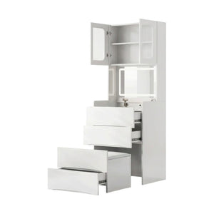 HomeRoots 30" Brown Wood Lighted Dresser – Stylish Four Drawer Storage with Integrated Lighting for Small Spaces 714268