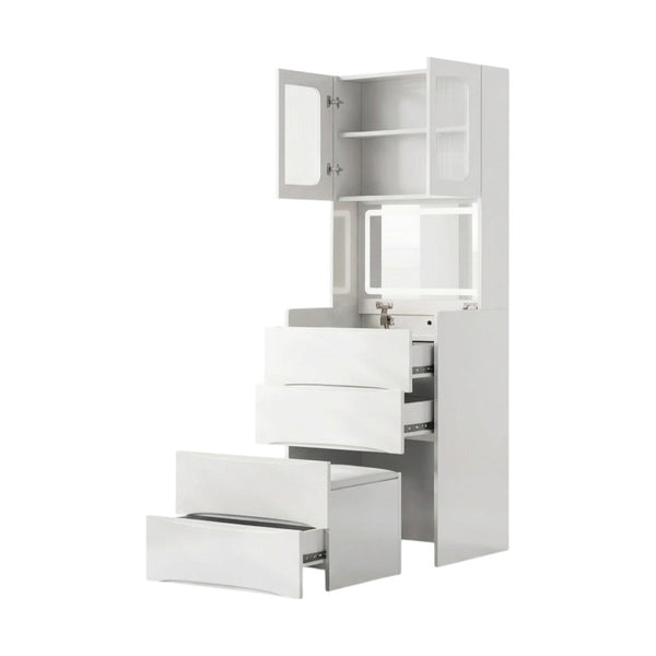 HomeRoots 30" Brown Wood Lighted Dresser – Stylish Four Drawer Storage with Integrated Lighting for Small Spaces 714268