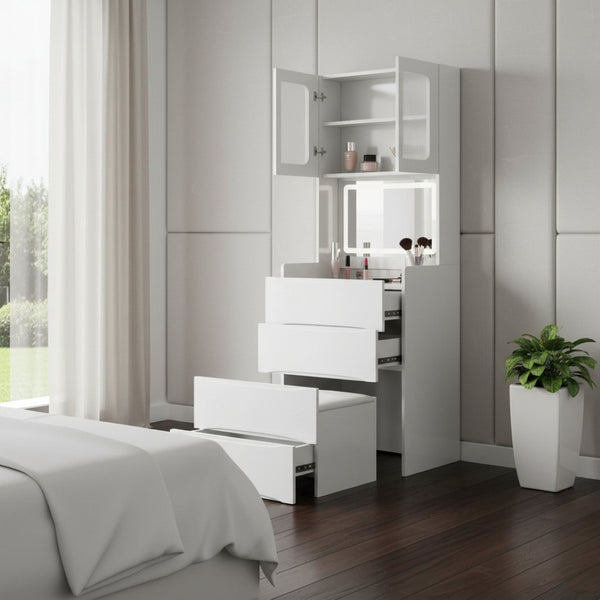 HomeRoots 30" Brown Wood Lighted Dresser – Stylish Four Drawer Storage with Integrated Lighting for Small Spaces 714268