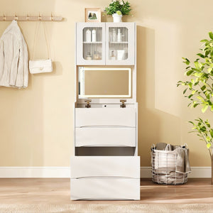 HomeRoots 30" Brown Wood Lighted Dresser – Stylish Four Drawer Storage with Integrated Lighting for Small Spaces 714268