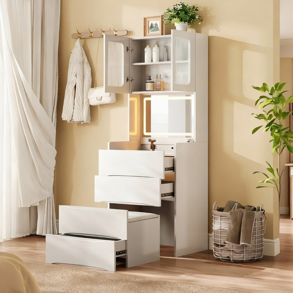 HomeRoots 30" Brown Wood Lighted Dresser – Stylish Four Drawer Storage with Integrated Lighting for Small Spaces 714268