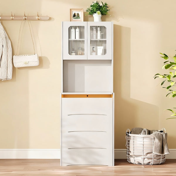HomeRoots 30" Brown Wood Lighted Dresser – Stylish Four Drawer Storage with Integrated Lighting for Small Spaces 714268