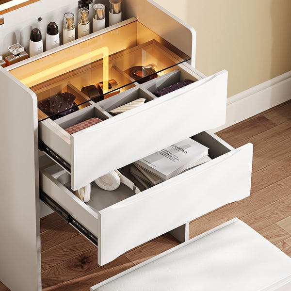 HomeRoots 30" Brown Wood Lighted Dresser – Stylish Four Drawer Storage with Integrated Lighting for Small Spaces 714268