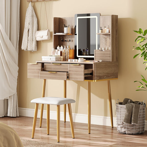 HomeRoots 59" White Wood Lighted Three Drawer Dresser - Modern, Functional Storage with Built-In Lighting & Style 714269