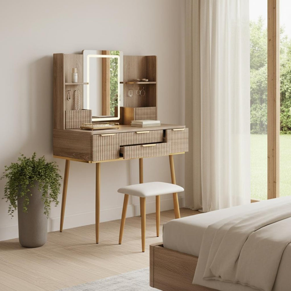 HomeRoots 59" White Wood Lighted Three Drawer Dresser - Modern, Functional Storage with Built-In Lighting & Style 714269
