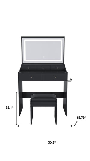 HomeRoots 30" White Wood Five Drawer Dresser with Built-In Light for Smart Storage and Stylish Organization 714275