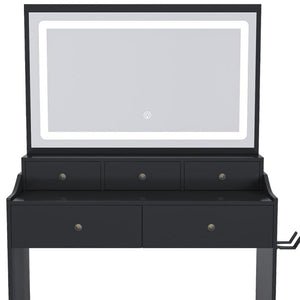 HomeRoots 30" White Wood Five Drawer Dresser with Built-In Light for Smart Storage and Stylish Organization 714275