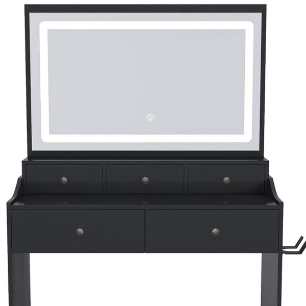 HomeRoots 30" White Wood Five Drawer Dresser with Built-In Light for Smart Storage and Stylish Organization 714275