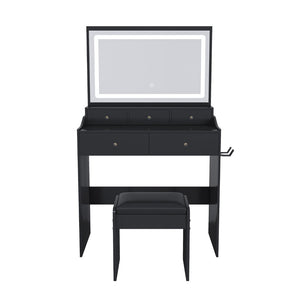 HomeRoots 30" White Wood Five Drawer Dresser with Built-In Light for Smart Storage and Stylish Organization 714275