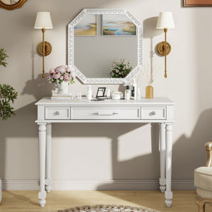 HomeRoots 32" Modern White Wood Lighted Two-Drawer Dresser for Stylish Storage and Grooming in Any Space 714277