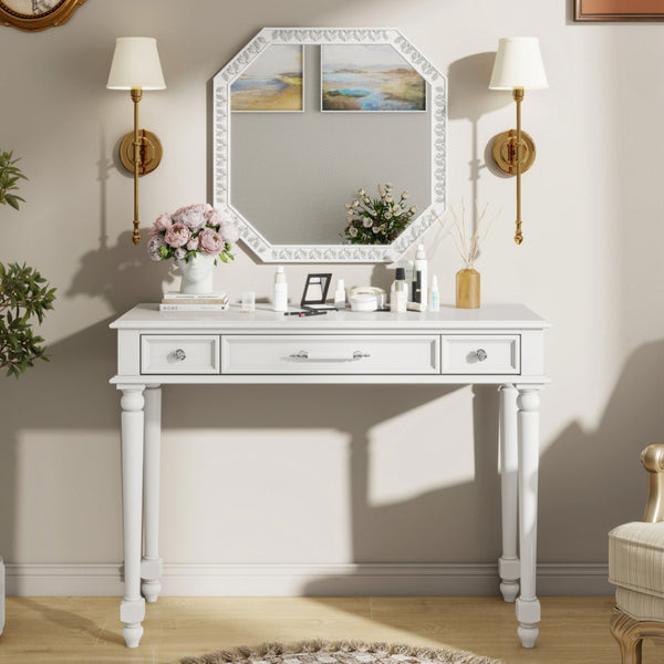 HomeRoots 32" Modern White Wood Lighted Two-Drawer Dresser for Stylish Storage and Grooming in Any Space 714277