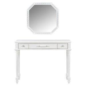 HomeRoots 32" Modern White Wood Lighted Two-Drawer Dresser for Stylish Storage and Grooming in Any Space 714277