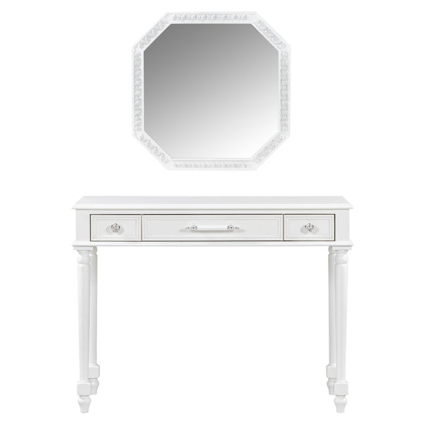 HomeRoots 32" Modern White Wood Lighted Two-Drawer Dresser for Stylish Storage and Grooming in Any Space 714277