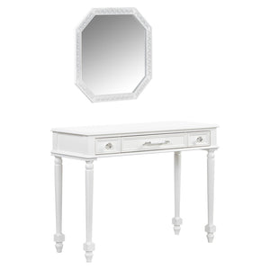 HomeRoots 32" Modern White Wood Lighted Two-Drawer Dresser for Stylish Storage and Grooming in Any Space 714277