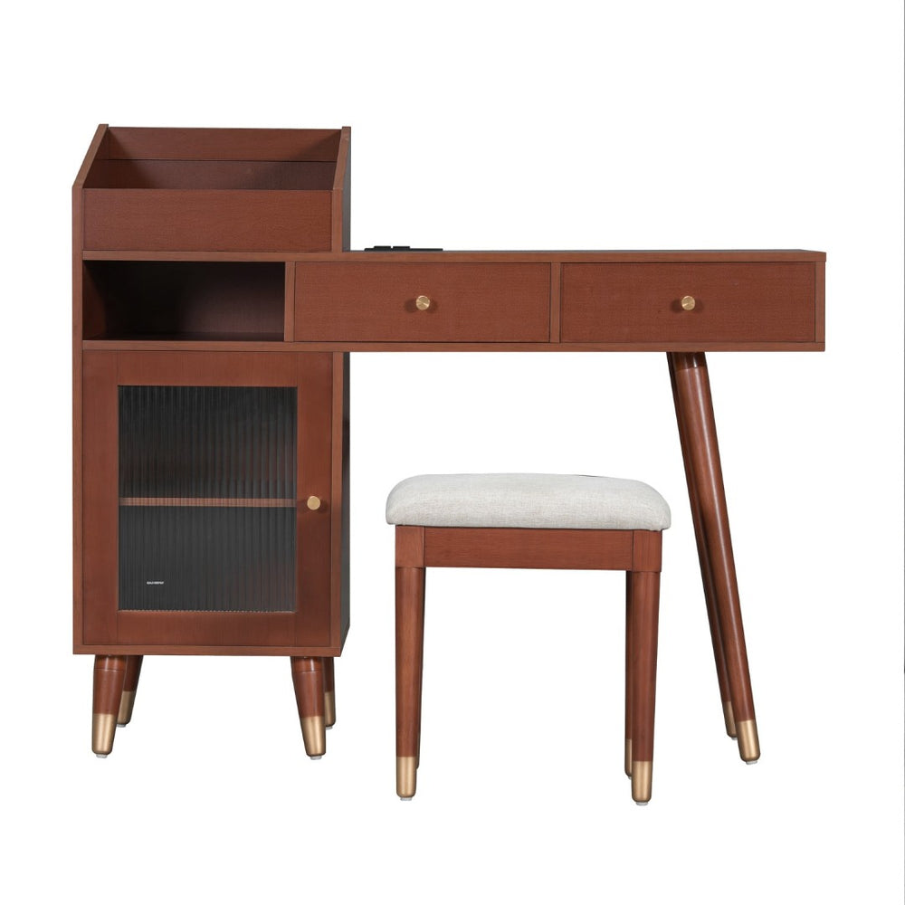 HomeRoots 35" White Wood Lighted Two Drawer Dresser - Stylish Compact Storage for Modern Bedroom Elegance 714280