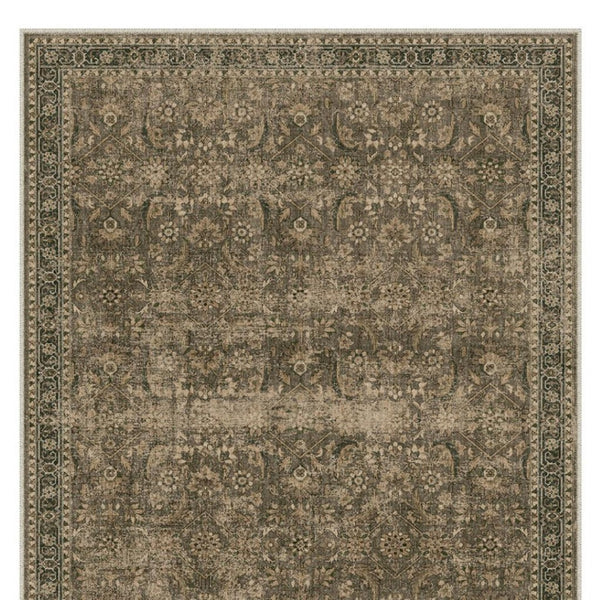 HomeRoots 8' Brown and Beige Floral Medallion Area Rug - Stylish, Washable, Durable Addition for Any Space 8' X 10' 714283