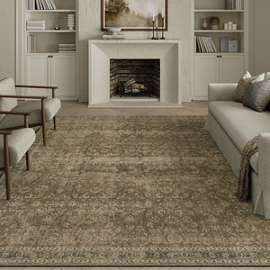 HomeRoots 8' Brown and Beige Floral Medallion Area Rug - Stylish, Washable, Durable Addition for Any Space 8' X 10' 714283