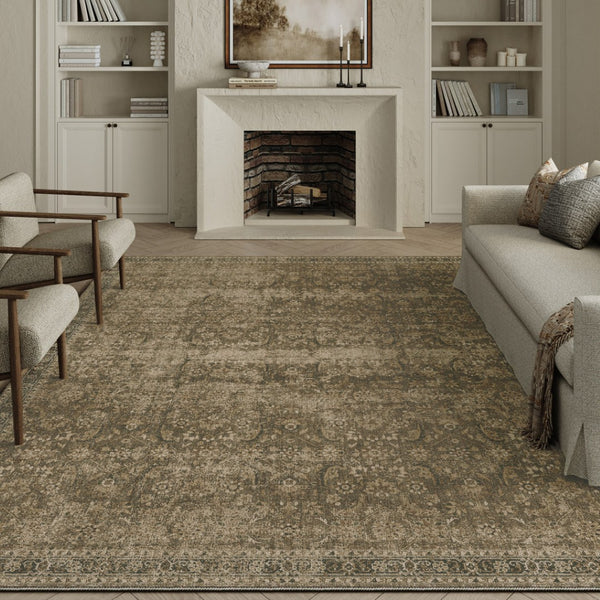 HomeRoots 8' Brown and Beige Floral Medallion Area Rug - Stylish, Washable, Durable Addition for Any Space 8' X 10' 714283